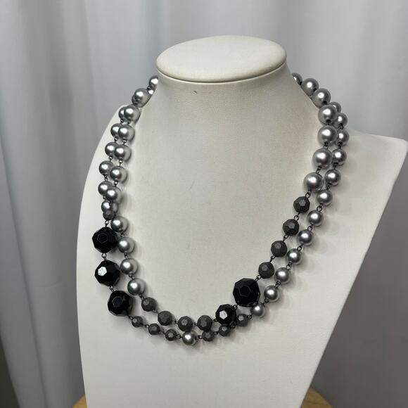 Furla Italy Italian beaded necklace gray and black beads long, wrappable jewelry - Picture 13 of 16